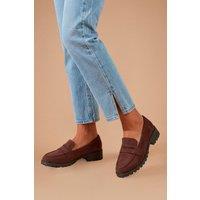 Dorothy Perkins Women's Wide Fit Leoni Chunky Loafers in Chocolate | Size: 6