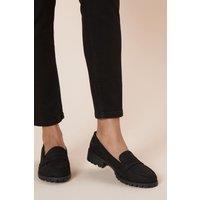 Dorothy Perkins Women's Wide Fit Leoni Chunky Loafers in Natural Black | Size: 6