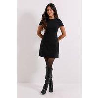 Dorothy Perkins Women's Petite Bengaline Cap Sleeve Mini Dress in Black | Size: 18