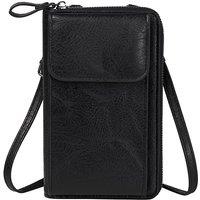 MODISHION Women's PU Leather Crossbody Phone Bag with Adjustable Strap in Black