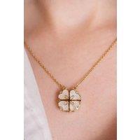The Colourful Aura Women's Four Heart Magnet Foldable Crystal Flower Drop Leaf Minimalistic Love Pendant in Gold
