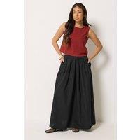 PixieGirl Women's Petite Cotton Poplin Maxi Skirt in Black | Size: 10