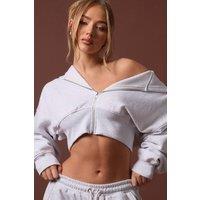 EGO Women's Long Sleeve Zip Cropped Hoodie in Grey | Size: 16