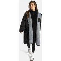 OHS Women's 2 Piece Plain Changing Robe & Full-Zip Teddy Fleece Co-Ord Set in Black | Size: S/M