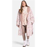 OHS Women's 2 Piece Zebra Print Changing Robe & Half-Zip Teddy Fleece Co-Ord Set in Pink | Size: S/M