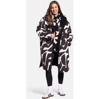 OHS Women's 2 Piece Geo Print Changing Robe & Half-Zip Teddy Fleece Co-Ord Set in Black | Size: Large/XL