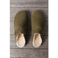 WoolOvers Women's Sheepskin Footbed Slippers in Khaki | Size: 8
