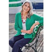 WoolOvers Women's Cashmere & Merino Classic V Neck Cardigan in Emerald | Size: XL