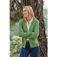 WoolOvers Women's Cashmere & Merino Classic V Neck Cardigan in Bright Green | Size: Large
