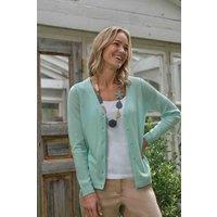 WoolOvers Women's Cashmere & Merino Classic V Neck Cardigan in Pale Green | Size: 2XL