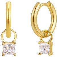 Gold Trip Women's April Huggie Hoop Birthstone Charm Earrings in Gold