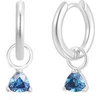 Gold Trip Women's December Huggie Hoop Birthstone Charm Earrings in Silver