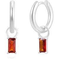 Gold Trip Women's January Huggie Hoop Birthstone Charm Earrings in Silver
