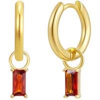 Gold Trip Women's January Huggie Hoop Birthstone Charm Earrings in Gold