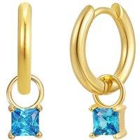 Gold Trip Women's March Huggie Hoop Birthstone Charm Earrings in Gold
