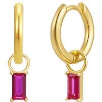 Gold Trip Women's July Huggie Hoop Birthstone Charm Earrings in Gold
