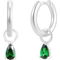 Gold Trip Women's May Huggie Hoop Birthstone Charm Earrings in Silver