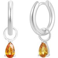Gold Trip Women's November Huggie Hoop Birthstone Charm Earrings in Silver