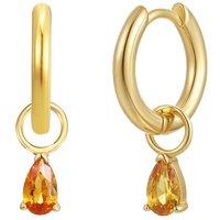 Gold Trip Women's November Huggie Hoop Birthstone Charm Earrings in Gold