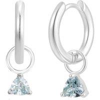 Gold Trip Women's September Huggie Hoop Birthstone Charm Earrings in Silver
