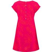 Weird Fish Women's Orlando Printed Linen Rich Shift Dress in Dark Pink | Size: 8
