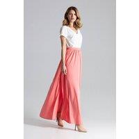 Love Lace Women's Long Wide Skirt with Side Slits & Zip in Pink | Size: Large