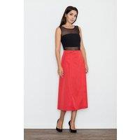 Love Lace Women's Delicate Waist Button Long Skirt in Red | Size: Small
