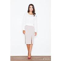 Love Lace Women's Classic High Waisted Skirt with Front Slits Lined Style 44456 in Beige | Size: Small