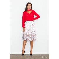 Love Lace Women's Creased Waist Linedless Midi Skirt in White | Size: XL