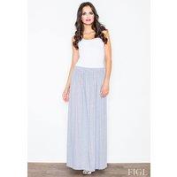 Love Lace Women's Soft Cotton Maxi Skirt With Leg Slit in Grey | Size: S/M