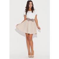 Love Lace Women's Charming Bow Flared Mini Skirt Belt in Beige | Size: XL