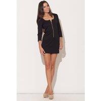 Love Lace Women's Elegant Zipper Front Mini Dress 3/4 in Black | Size: XL