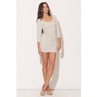 Love Lace Women's Elegant Mini Evening Dress with Front Zipper in Beige | Size: XL