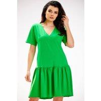 Love Lace Women's Loose Short Sleeve Ruffle Hem Day Dress Style 181260 in Green | Size: S/M