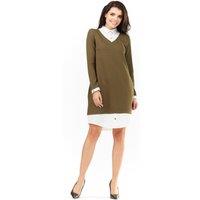 Love Lace Women's Long Sleeve Day Dress with White Insets in Green | Size: 38