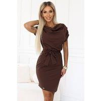 Love Lace Women's Elegant Brown Tie Waist Asymmetrical Day Dress | Size: Small