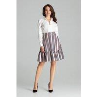 Love Lace Women's Striped Flared Skirt With Frill Hem Side Zip | Size: Medium