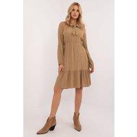 Love Lace Women's Flared Everyday Dress with Ruffle in Brown