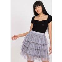 Love Lace Women's Tulle Ruffle Mini Skirt in Grey