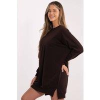 Love Lace Women's Loose Cotton Elastane Sweatshirt Dress in Brown