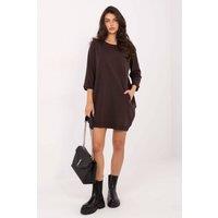 Love Lace Women's Casual Cotton Sweatshirt Dress with Pockets in Brown | Size: Large/XL