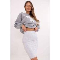 Love Lace Women's Striped Slip Skirt Without Fastening in Grey