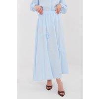 Love Lace Women's Casual Long Skirt with Front Tie Details in Blue