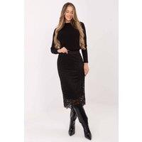 Love Lace Women's Elegant Lace Midi Skirt with Elastic Waist Style 222000 in Black