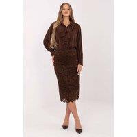 Love Lace Women's Elegant Lace Midi Skirt with Comfort Lining in Brown
