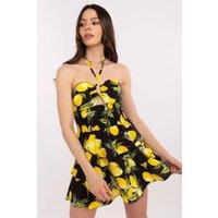 Love Lace Women's Summer Flared Mini Dress With Built In Cups in Black