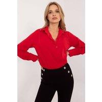 Love Lace Women's Classic Long Sleeve Shirt with Zircon Collar Style 203400 in Red