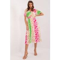 Love Lace Women's Midi Printed Belted Day Dress with Lining