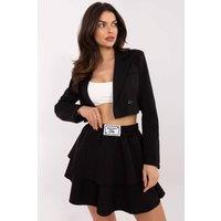 Love Lace Women's Light Flared Mini Skirt with Frills & Patch in Black