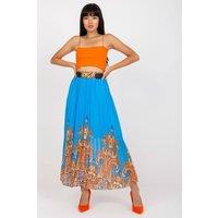 Love Lace Women's Long Lined Skirt Elastic Waist with Chain Belt in Blue